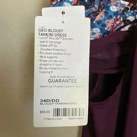 Athleta Geo Blousy Tankini Dress Size 34D/DD - Picture 10 of 13
